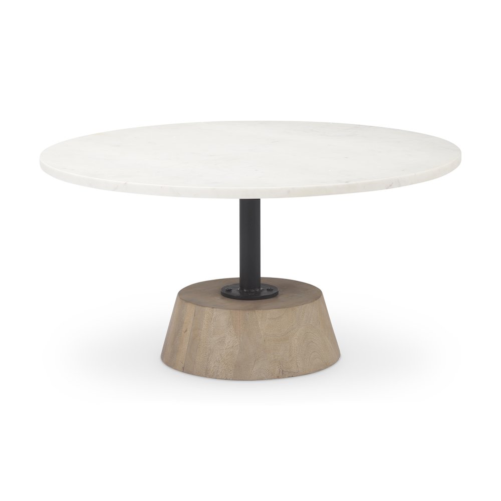 Marble Top Pedestal Base Round Coffee Table. Picture 1