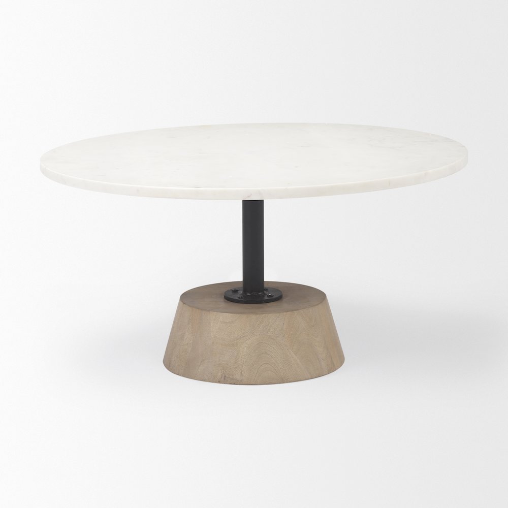 Marble Top Pedestal Base Round Coffee Table. Picture 3