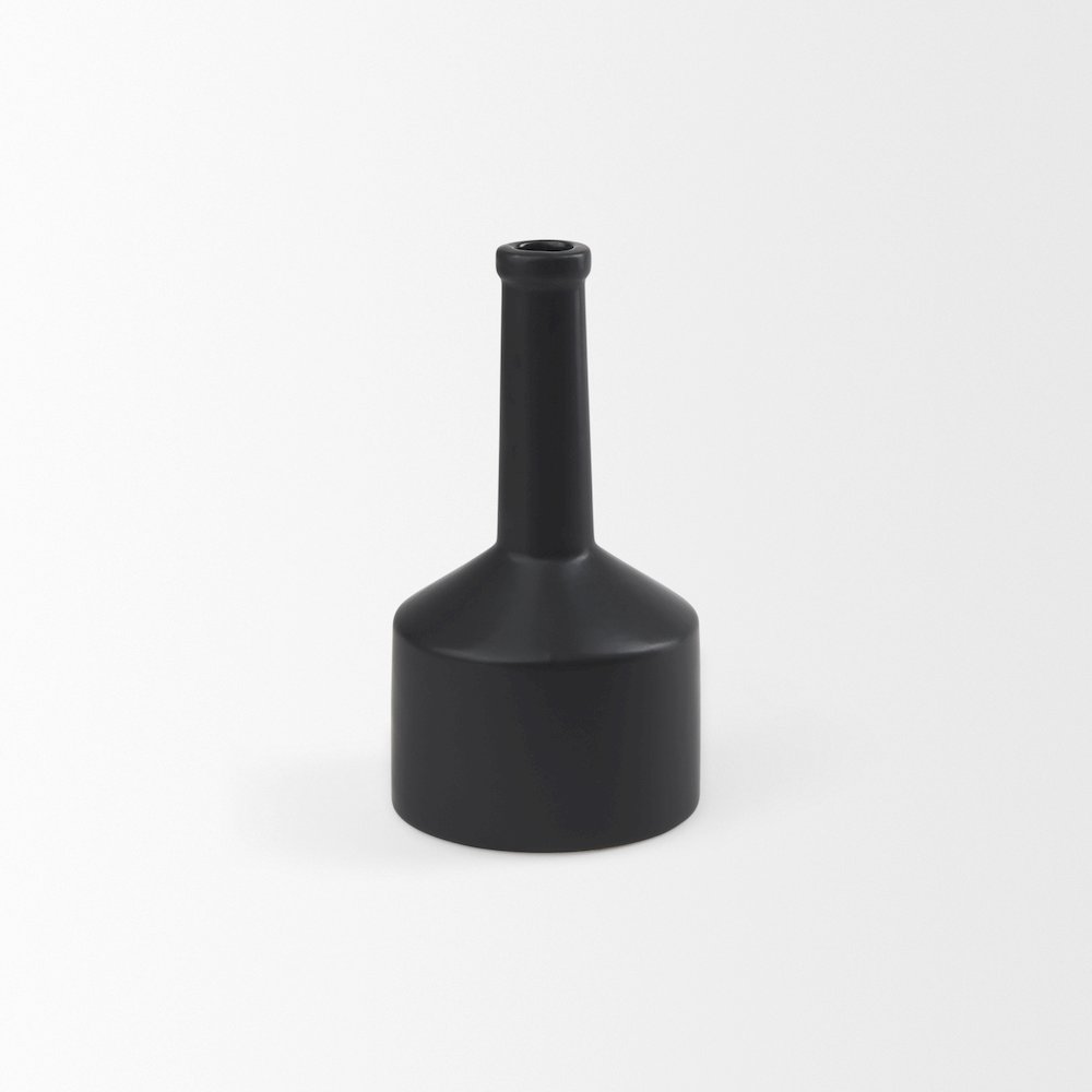 Burton 10.8H Small Matte Black Ceramic Jug Vase. Picture 8