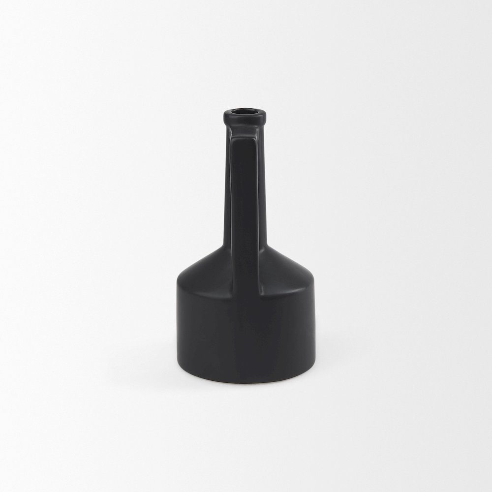 Burton 10.8H Small Matte Black Ceramic Jug Vase. Picture 10
