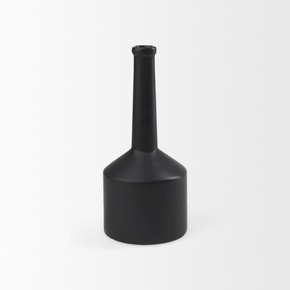 Burton 14.2H Medium Matte Black Ceramic Jug Vase. Picture 8