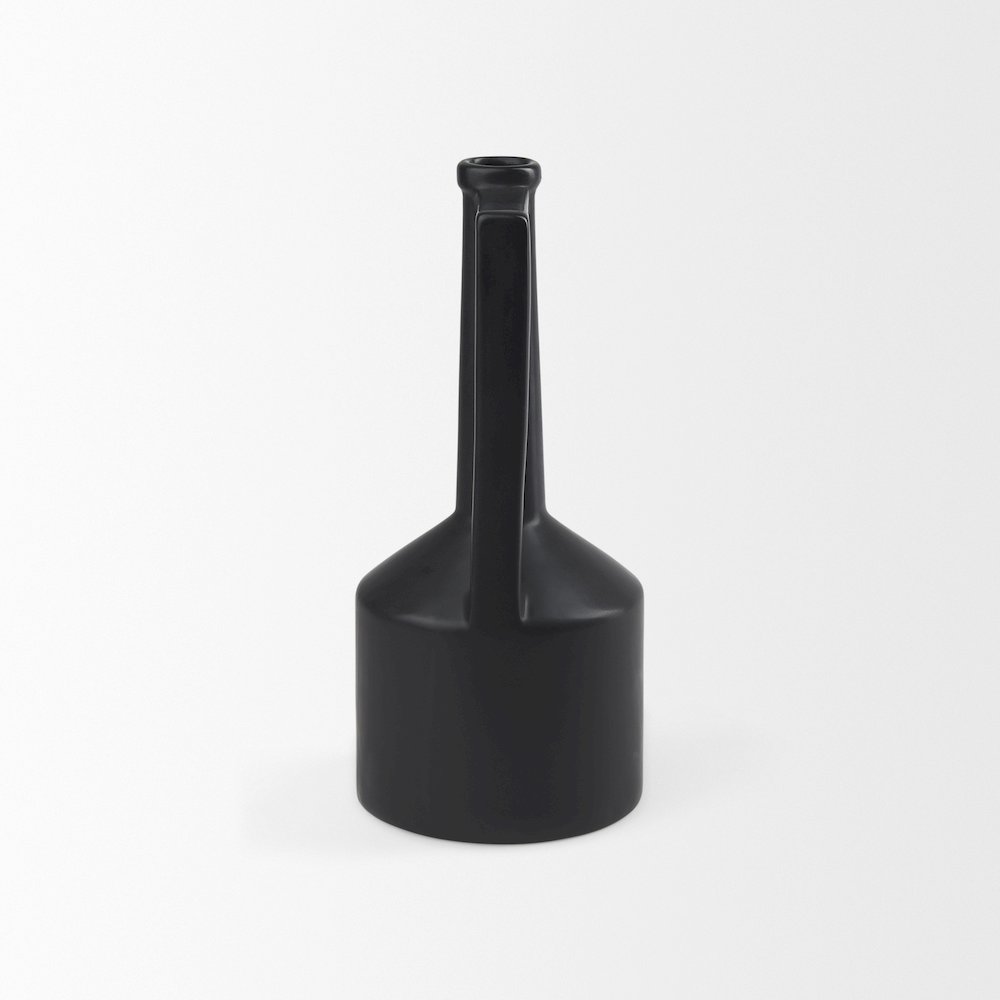 Burton 14.2H Medium Matte Black Ceramic Jug Vase. Picture 10