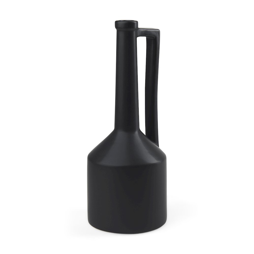 Burton 17.1H Large Matte Black Ceramic Jug Vase. Picture 1
