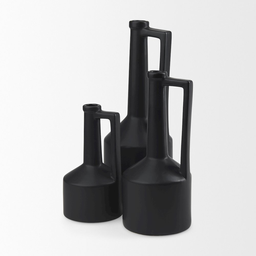 Burton 17.1H Large Matte Black Ceramic Jug Vase. Picture 5