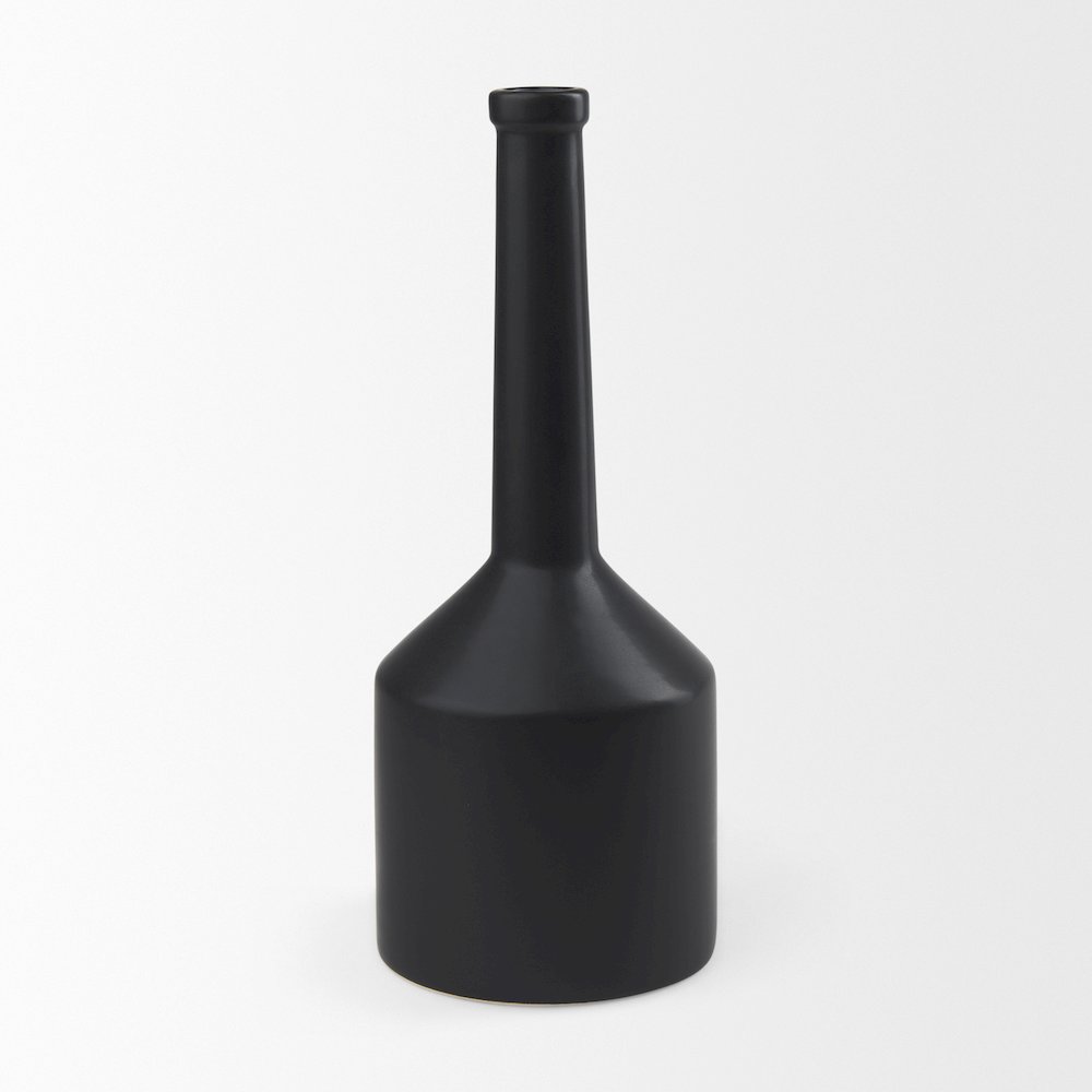 Burton 17.1H Large Matte Black Ceramic Jug Vase. Picture 8