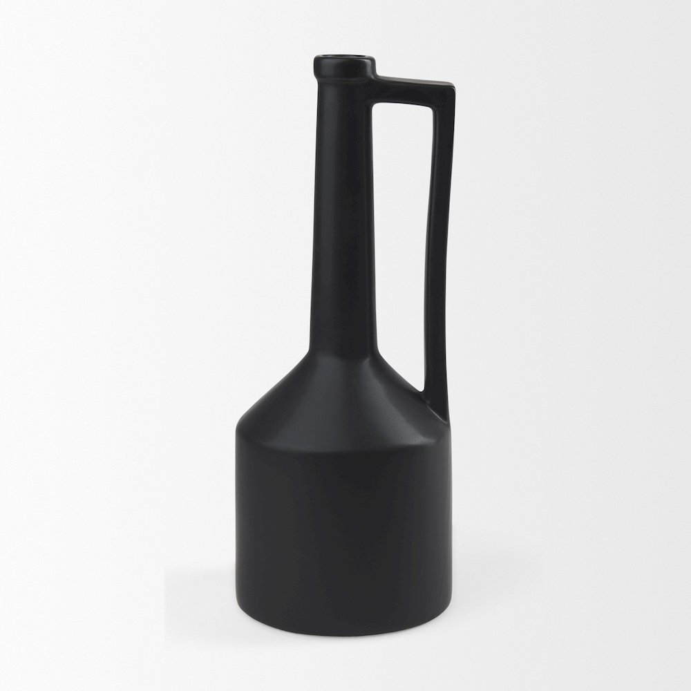 Burton 17.1H Large Matte Black Ceramic Jug Vase. Picture 9