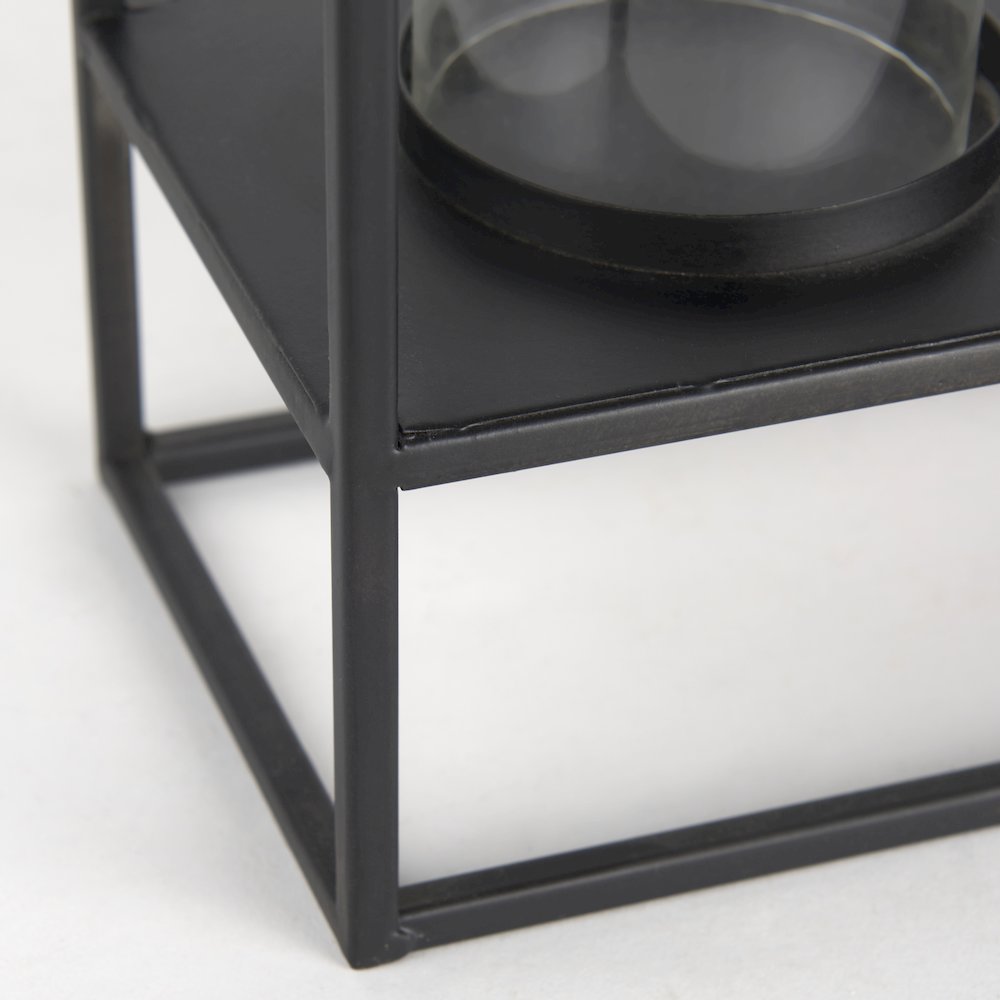 Cindy 5 Candle Matte Black Metal Hurricane Glass Tabletop Candle Holder. Picture 8