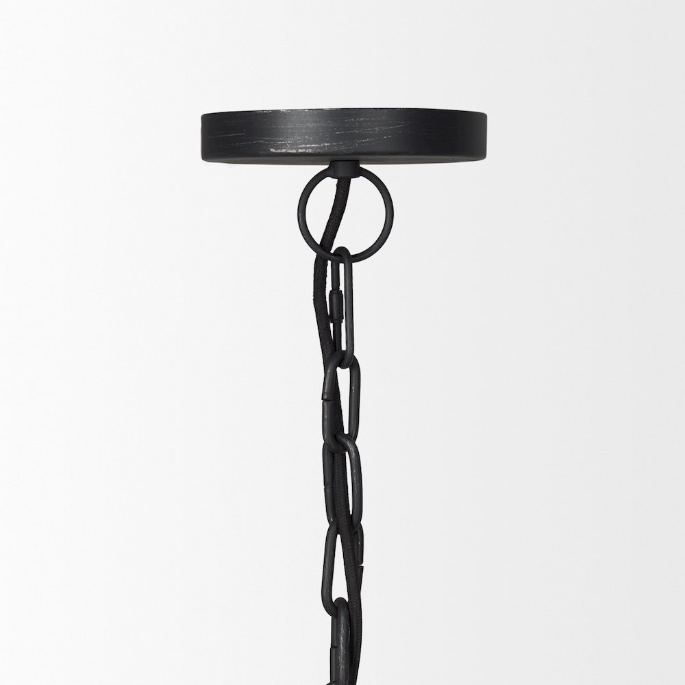 Karina 24" Round Matte Black Hammered Metal Dome Pendant Light. Picture 5