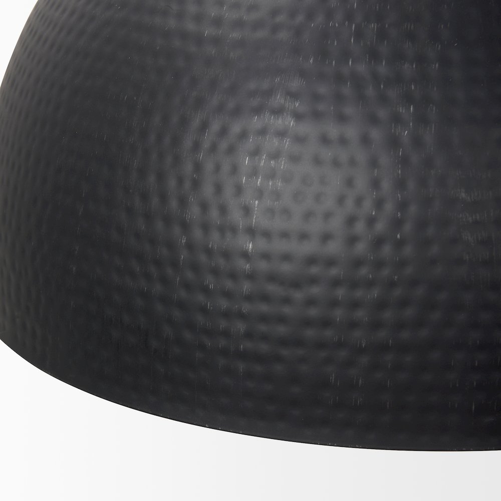 Karina 24" Round Matte Black Hammered Metal Dome Pendant Light. Picture 8