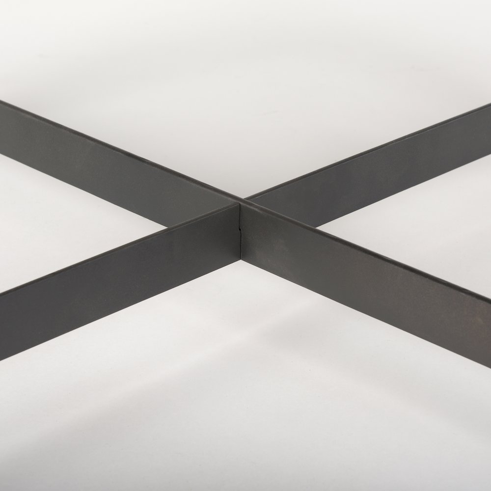 34.25L X 34.25W X 16.5H Small Brown Wood Black Metal Coffee Table. Picture 10