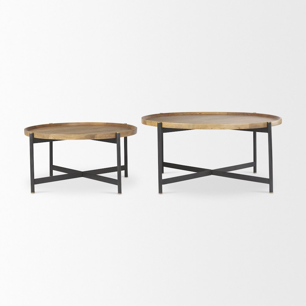 Medium Brown Woodblack Metal Large Coffee Table. Picture 3