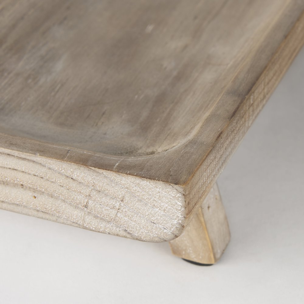 Carver Set of 2 Rectangular White Washed Wood Trays. Picture 7