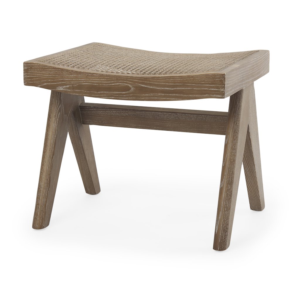 Medium Brown Wooden Stool. Picture 1