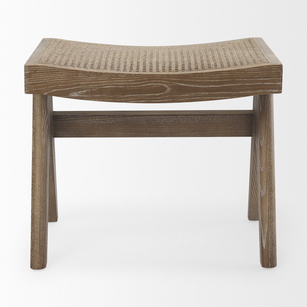 Medium Brown Wooden Stool. Picture 5