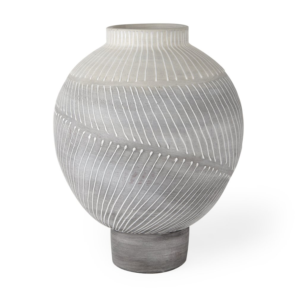 Blume 12.5H Off-White Gray Textured Vase. Picture 1