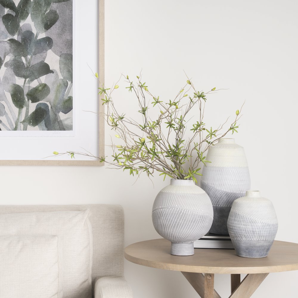 Blume 12.5H Off-White Gray Textured Vase. Picture 4