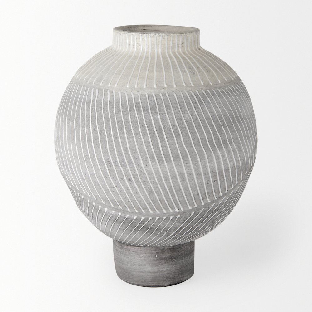 Blume 12.5H Off-White Gray Textured Vase. Picture 5