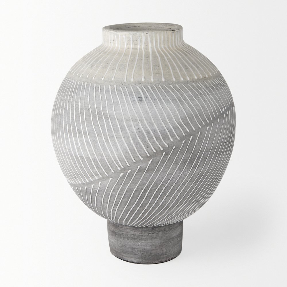 Blume 12.5H Off-White Gray Textured Vase. Picture 6