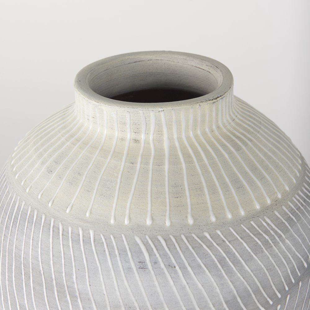 Blume 12.5H Off-White Gray Textured Vase. Picture 7