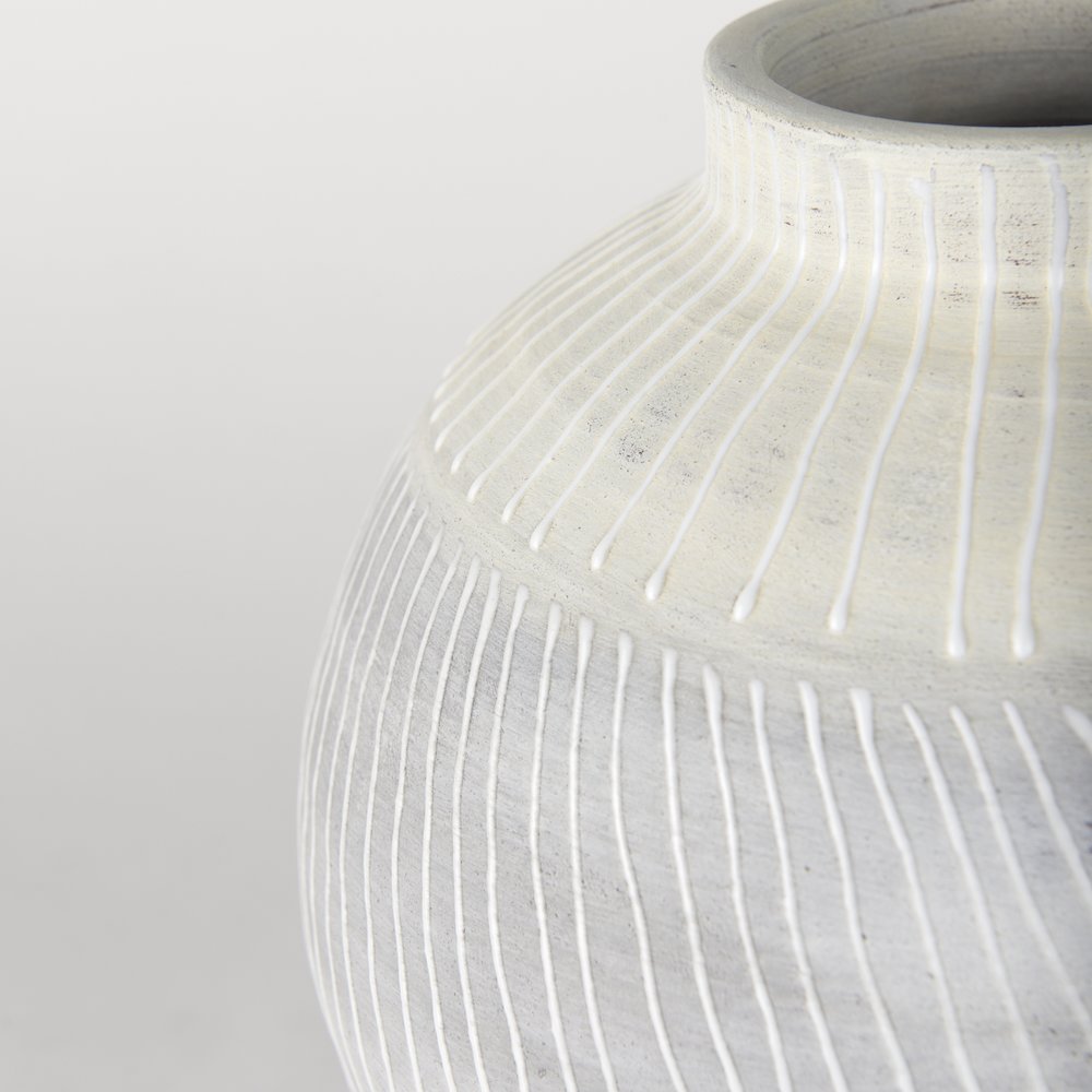 Blume 12.5H Off-White Gray Textured Vase. Picture 9