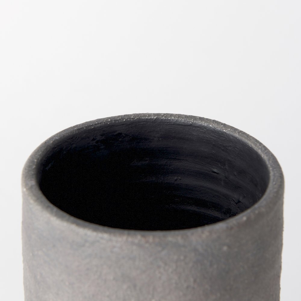 Arman10.4H Brown-Gray Double Ear Ceramic Vase. Picture 9