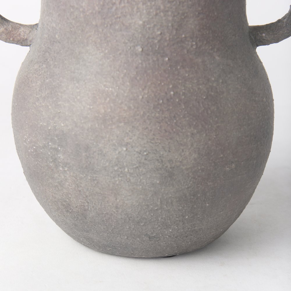 Arman10.4H Brown-Gray Double Ear Ceramic Vase. Picture 11