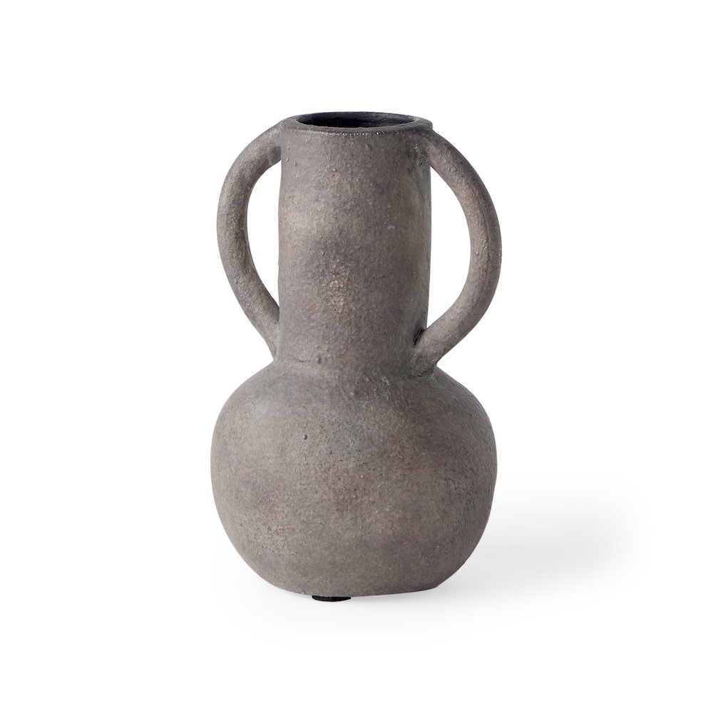 Arman6.7H Brown-Gray Double Ear Vase. Picture 1