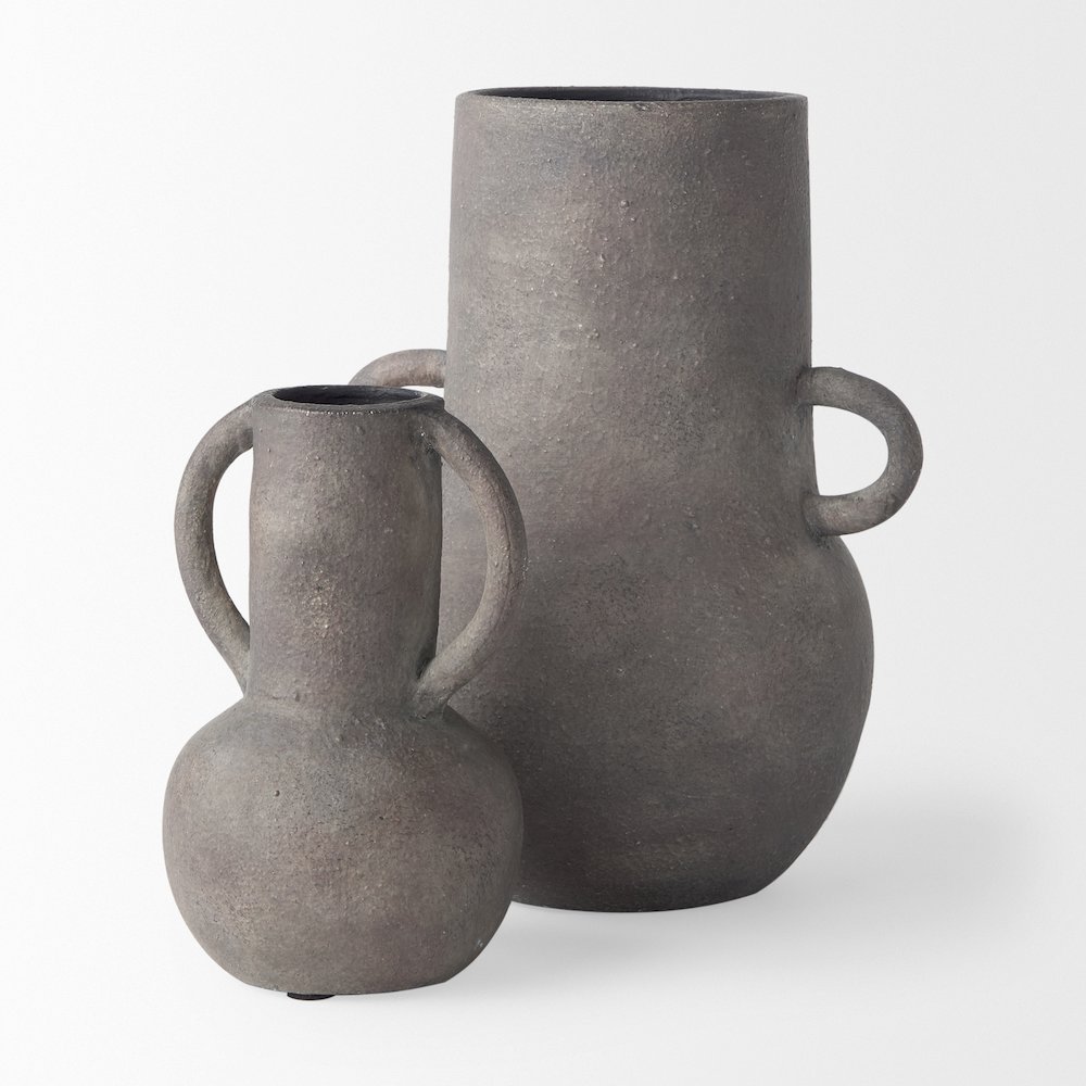 Arman6.7H Brown-Gray Double Ear Vase. Picture 2