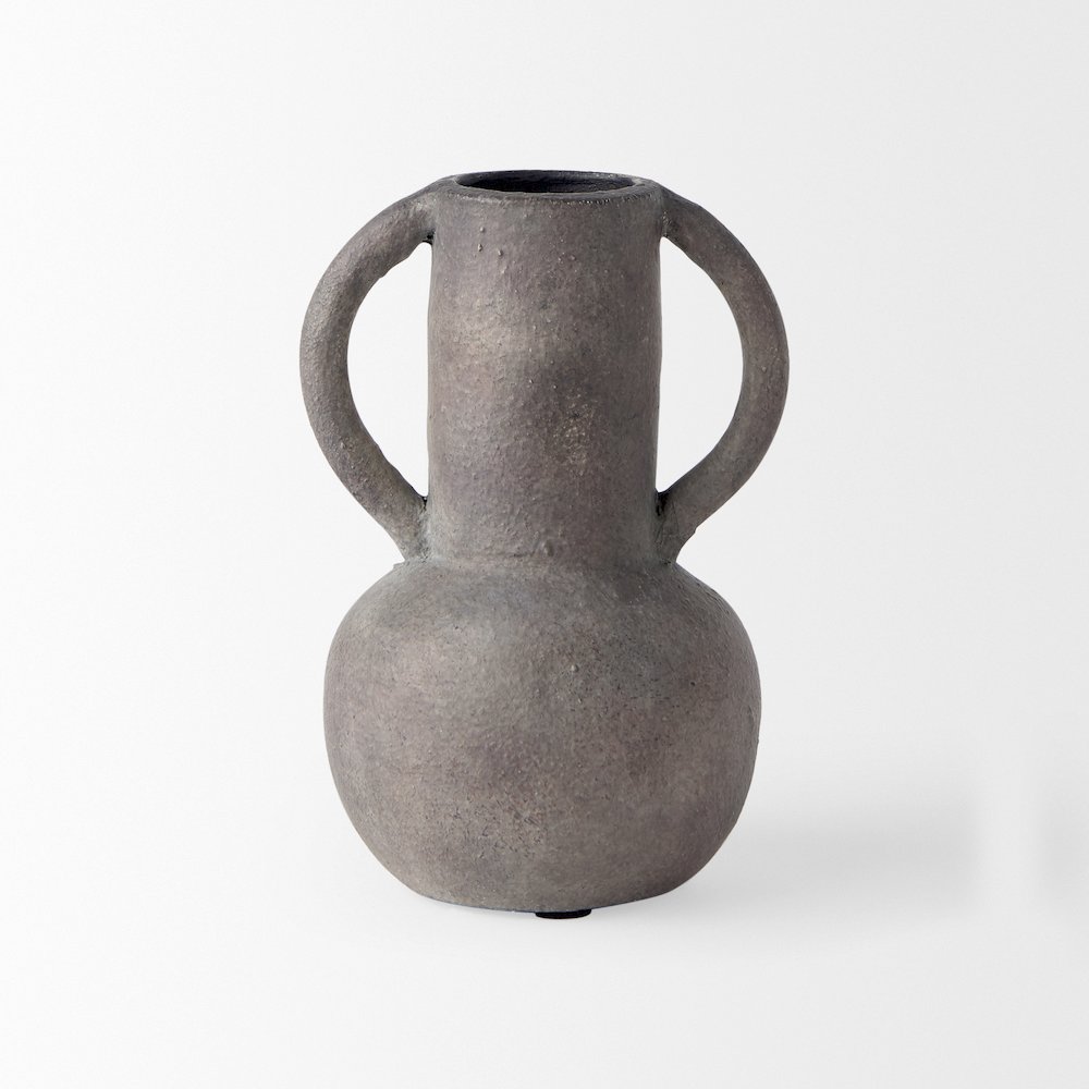 Arman6.7H Brown-Gray Double Ear Vase. Picture 5