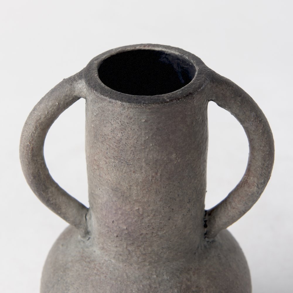 Arman6.7H Brown-Gray Double Ear Vase. Picture 8