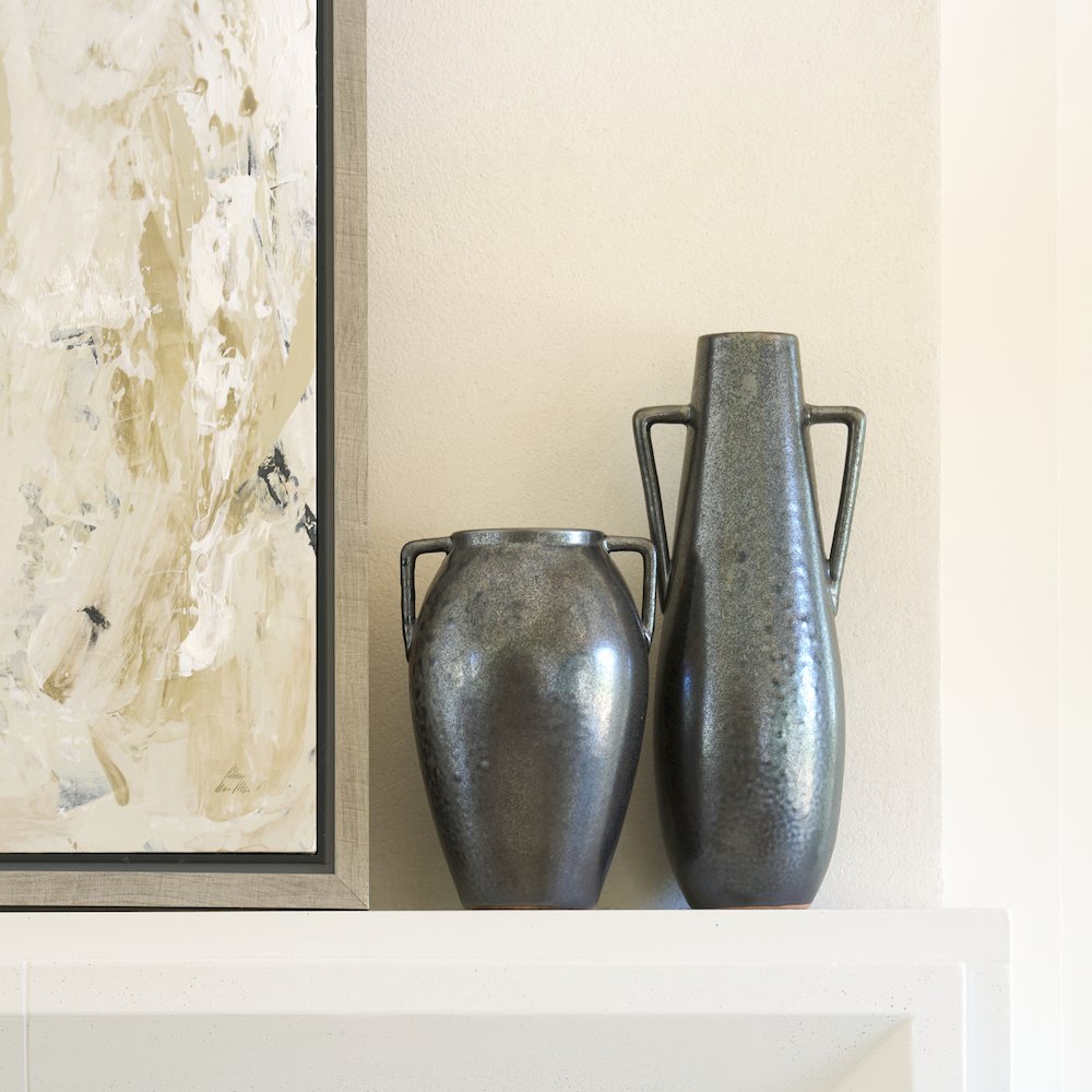 Kora Medium Dark Metallic Double Ear Vase. Picture 6