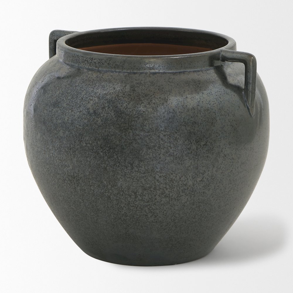 Kora Short Dark Metallic Double Ear Vase. Picture 1