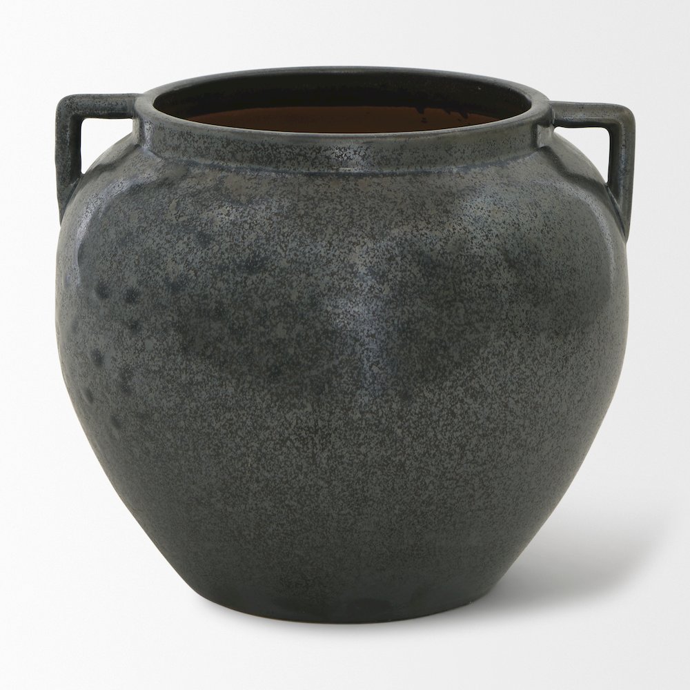 Kora Short Dark Metallic Double Ear Vase. Picture 3