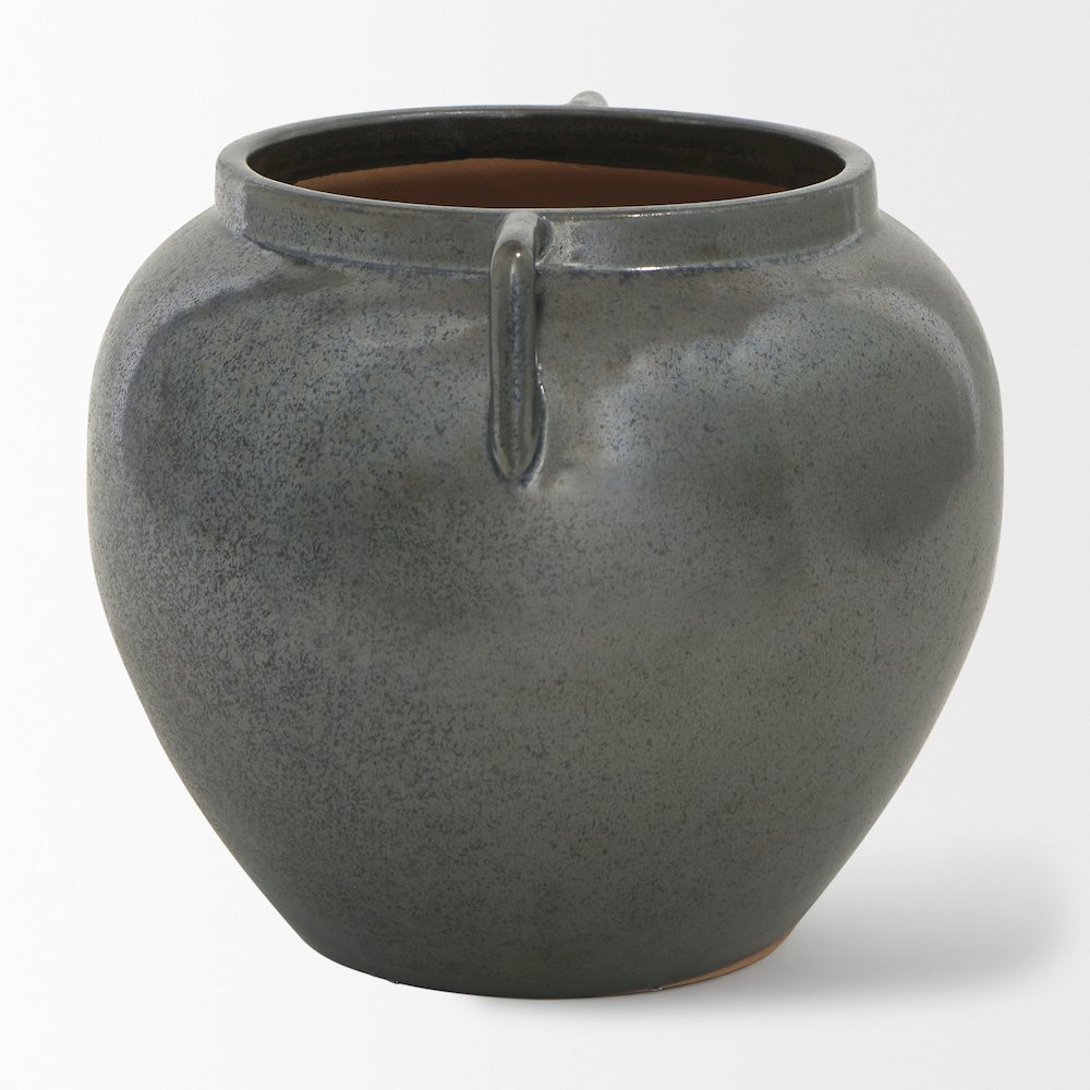 Kora Short Dark Metallic Double Ear Vase. Picture 4