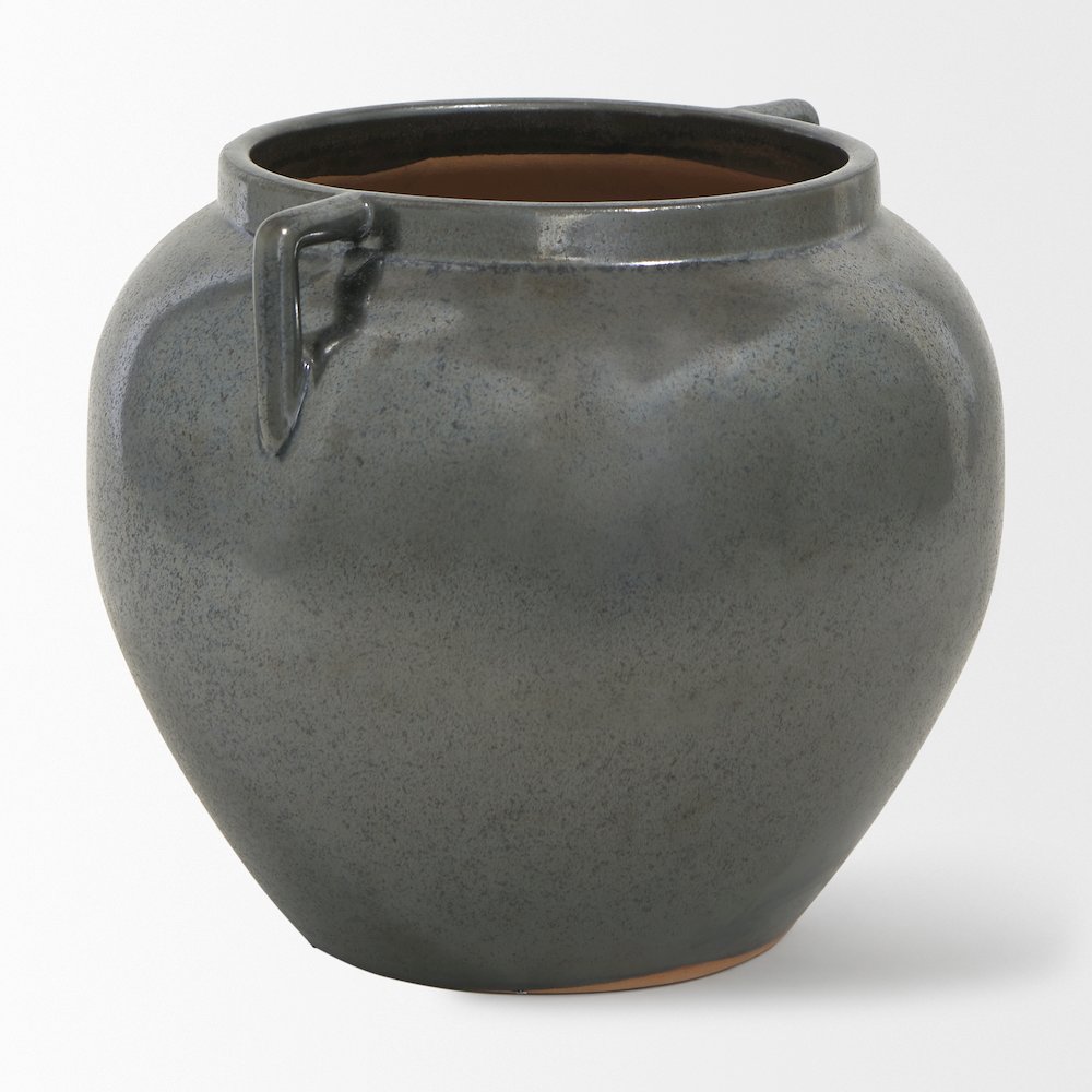 Kora Short Dark Metallic Double Ear Vase. Picture 5
