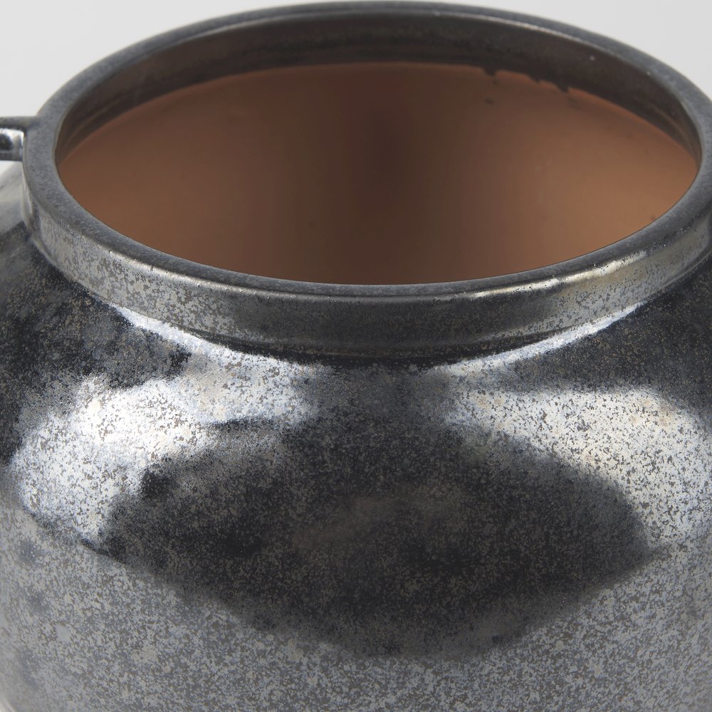 Kora Short Dark Metallic Double Ear Vase. Picture 6