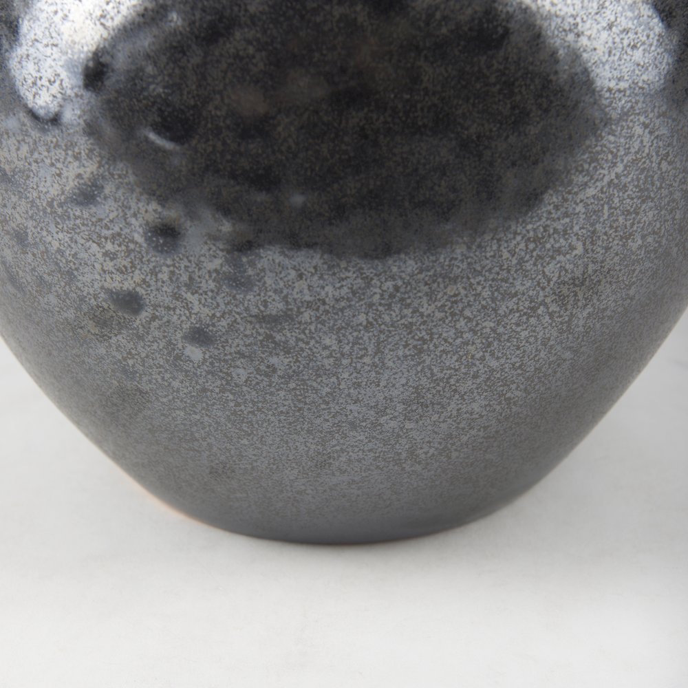 Kora Short Dark Metallic Double Ear Vase. Picture 9