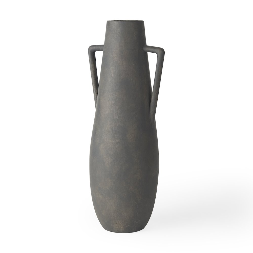 Kilian Tall Matte Brown-Gray Double Ear Vase. Picture 1