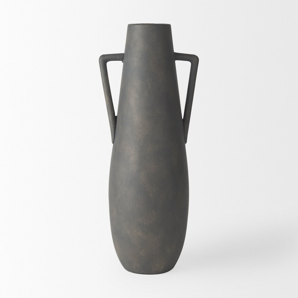 Kilian Tall Matte Brown-Gray Double Ear Vase. Picture 5