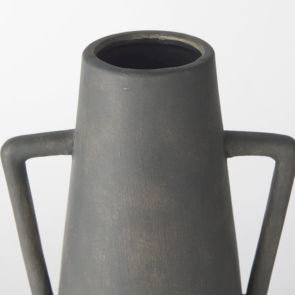 Kilian Tall Matte Brown-Gray Double Ear Vase. Picture 8