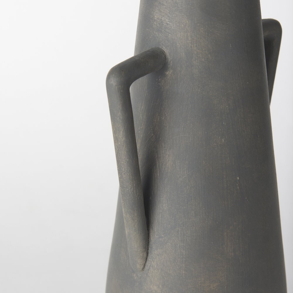 Kilian Tall Matte Brown-Gray Double Ear Vase. Picture 10