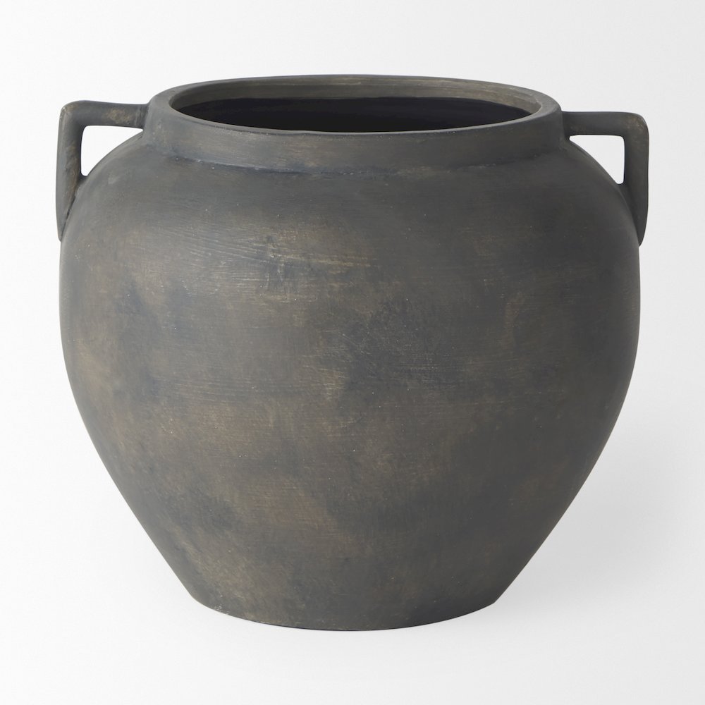 Kilian Short Brown-Gray Double Ear Vase. Picture 5