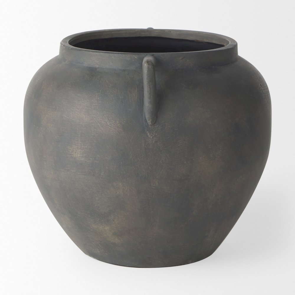 Kilian Short Brown-Gray Double Ear Vase. Picture 6