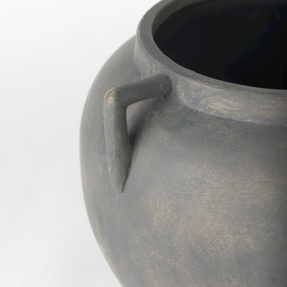 Kilian Short Brown-Gray Double Ear Vase. Picture 10