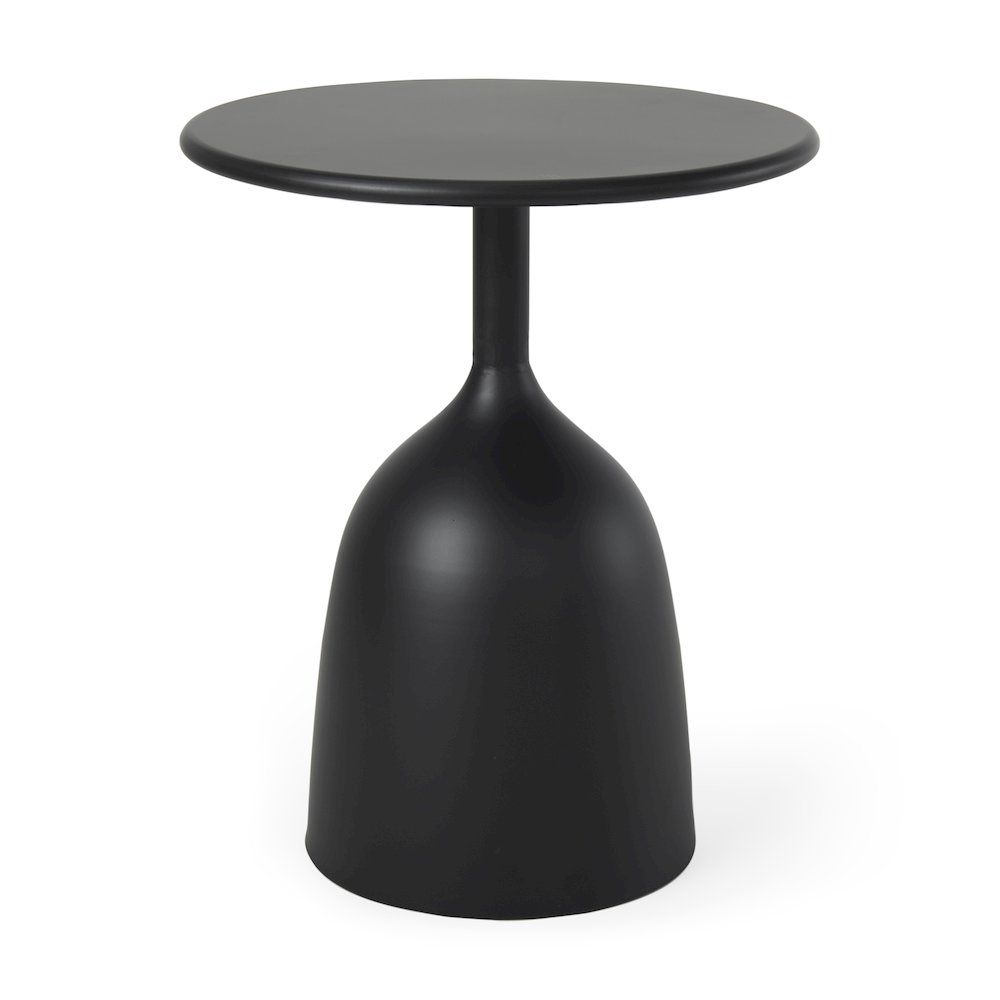 Matte Black Metal Accent Table. Picture 1