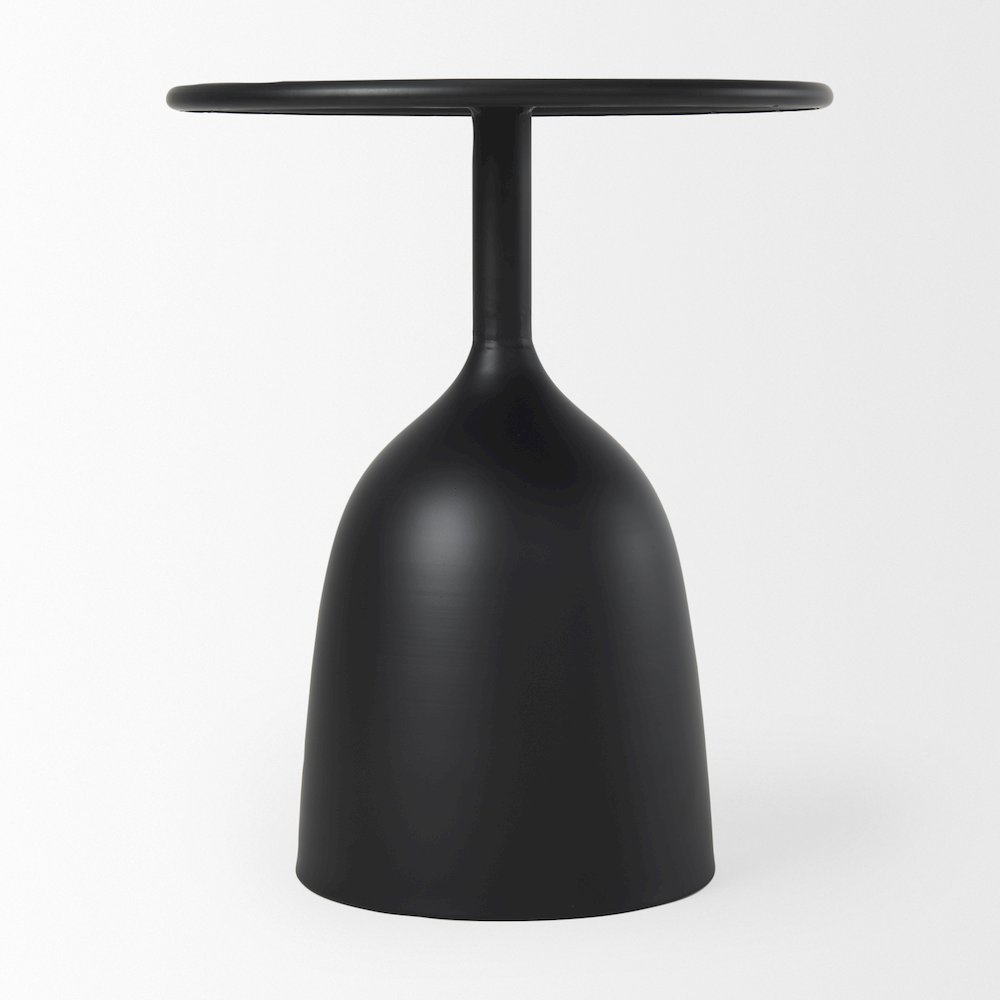 Matte Black Metal Accent Table. Picture 3