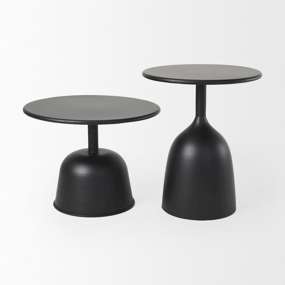 Matte Black Metal Accent Table. Picture 8