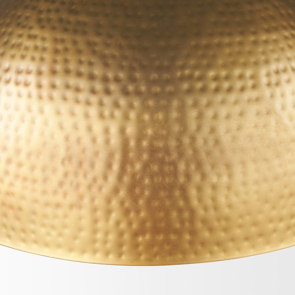 Karina 24" Round Brass-tone Hammered Metal Dome  Pendant Light. Picture 7