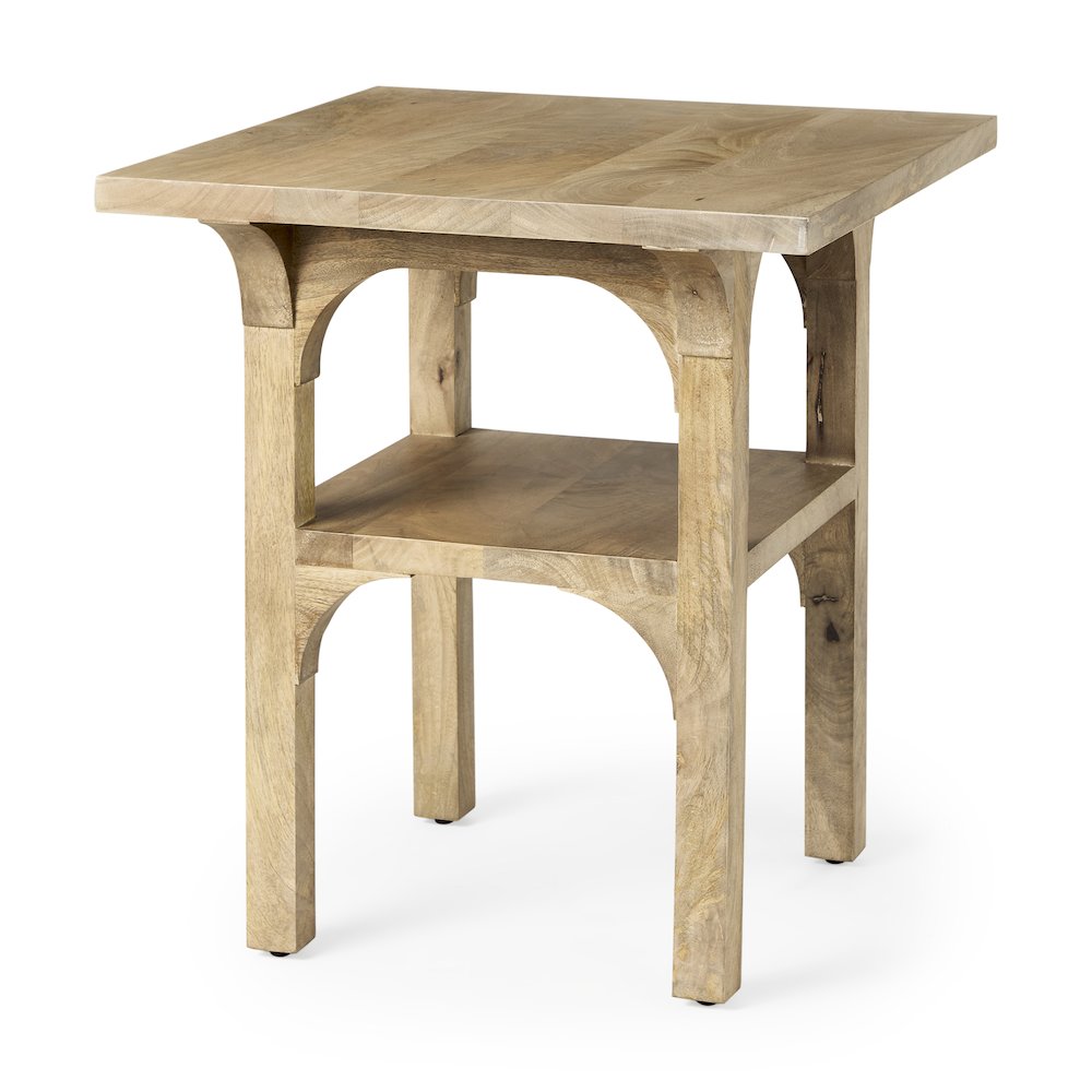 Light Wood Bridge Accent Table. Picture 1