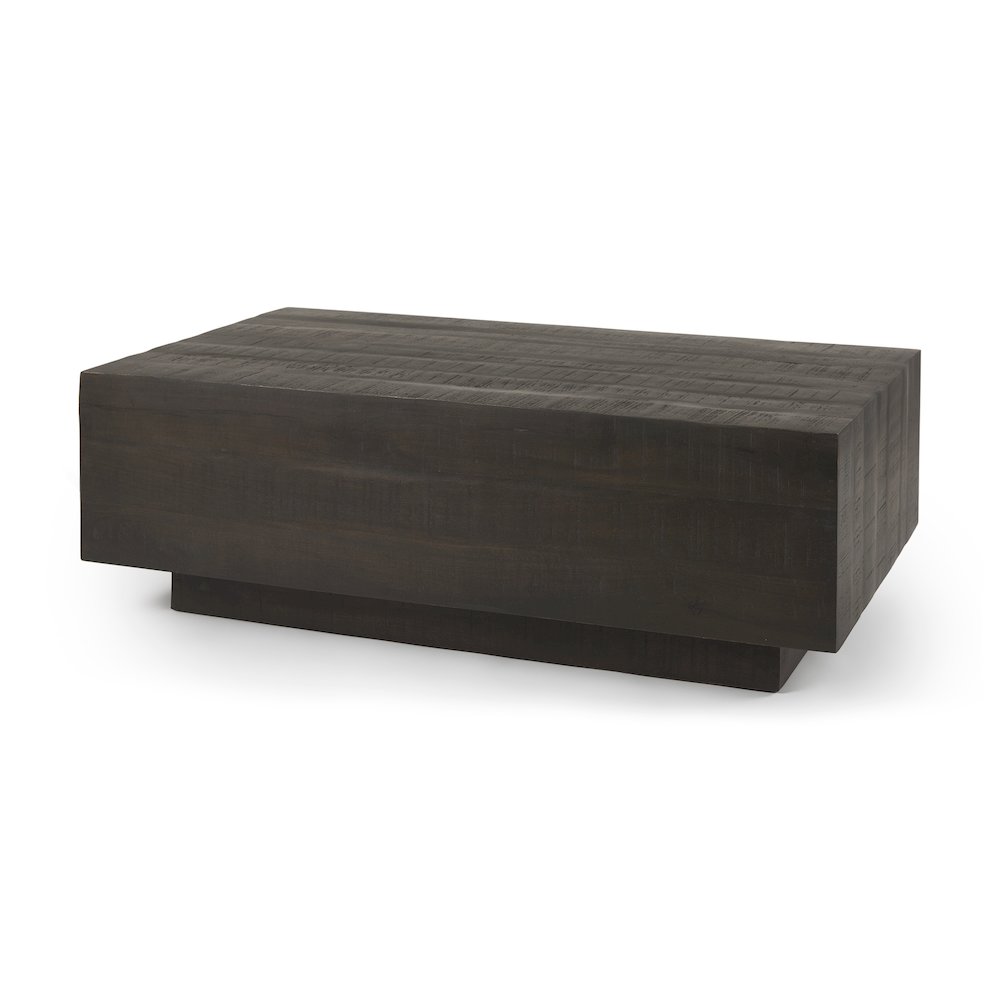Dark Brown Wood Rectangular Coffee Table. Picture 1